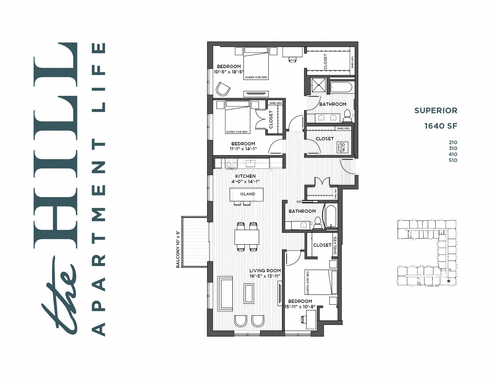 3 bedroom floor plan at The Hill Apartments in st paul mn
